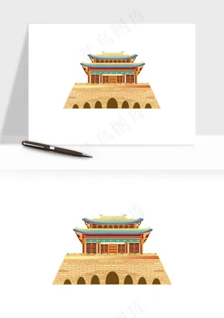 国潮风古建筑古楼古塔鼓楼psd,png免抠图