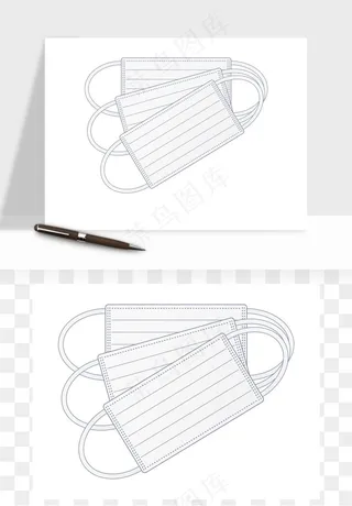 口罩手绘矢量png免抠