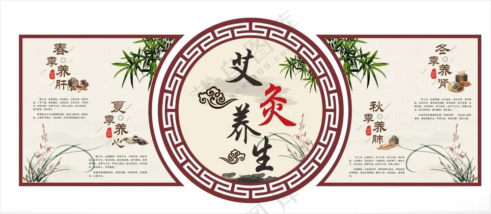 中式艾灸文化墙艾灸文化墙