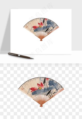 古风扇子元素png免抠