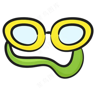 绿色游泳眼镜 手绘简笔画