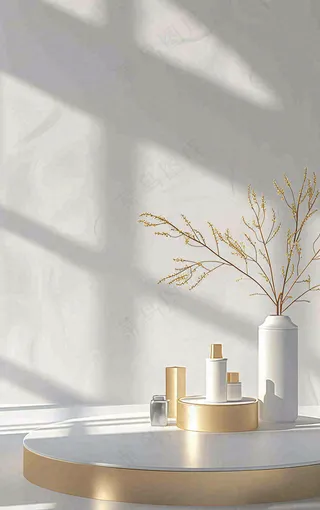 美妆护肤3d展台清新背景