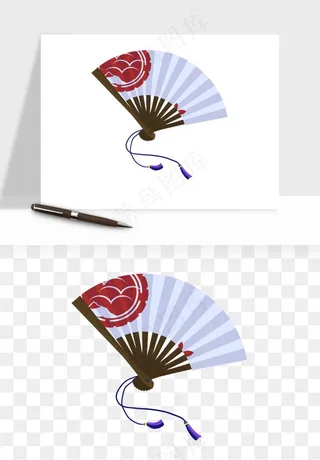 古风扇子元素png免抠