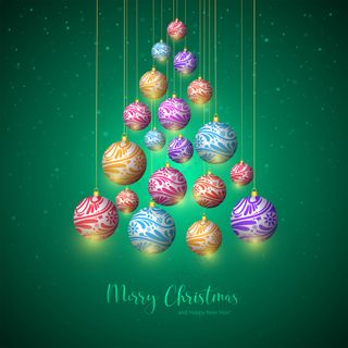 绿色圣诞球卡庆祝背景