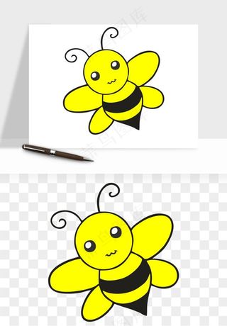 卡通蜜蜂采蜜png免抠