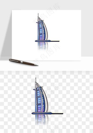 手绘航行帆船png免抠