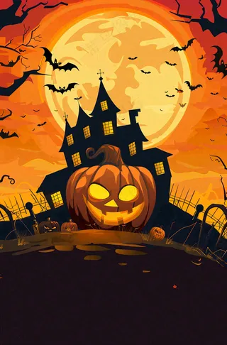 万圣节南瓜灯捣蛋恐怖背景
