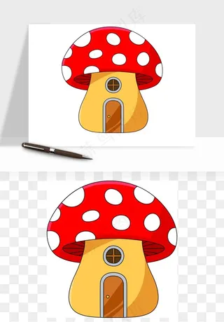 卡通蘑菇房子矢量png免抠图