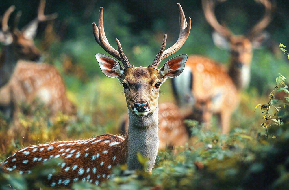 鹿动物山间草原的鹿摄影图