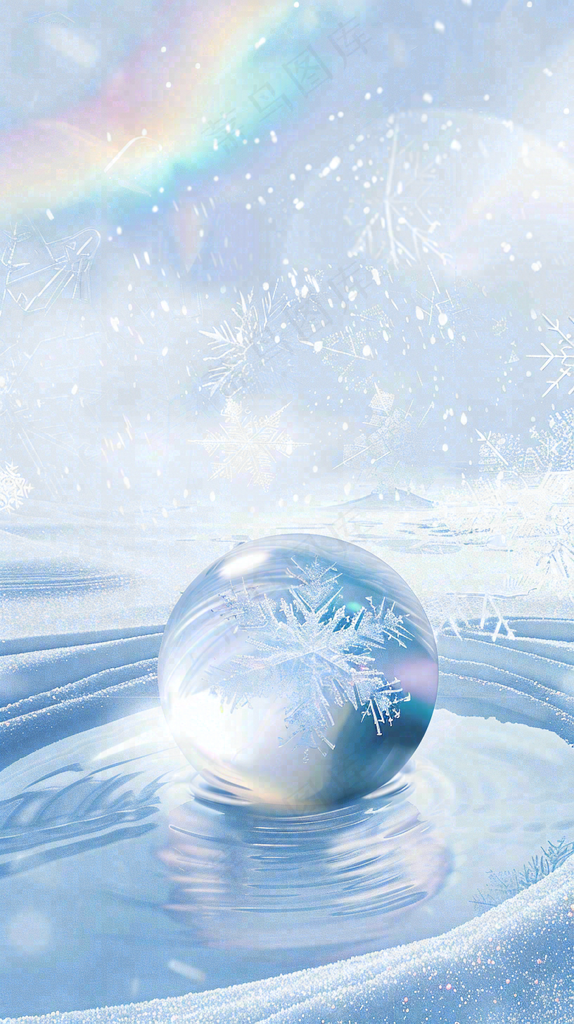 冬天结霜结冰的雪花霜降立冬摄影图