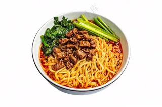 麻辣干拌面牛肉鸡肉美食摄影图免抠