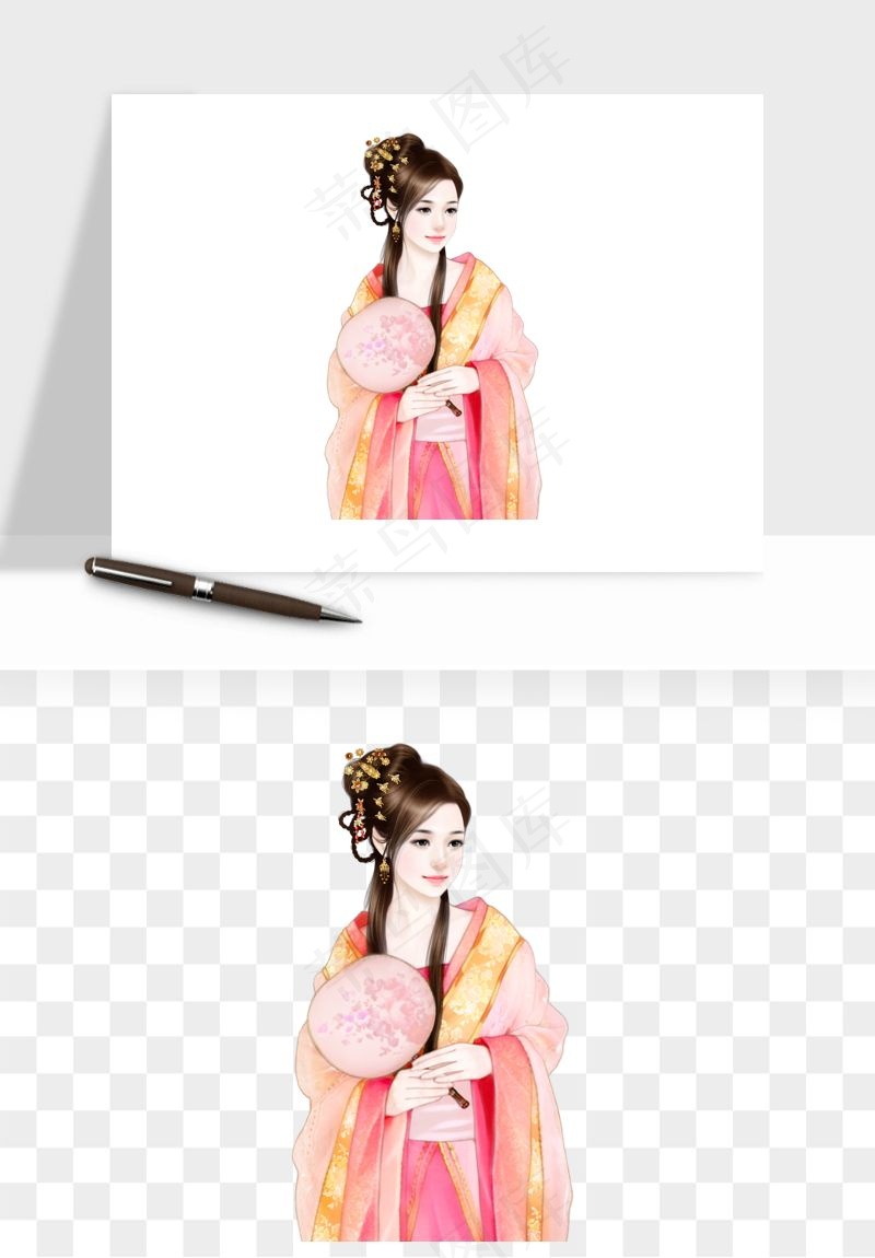 古风美人女子背影png免抠