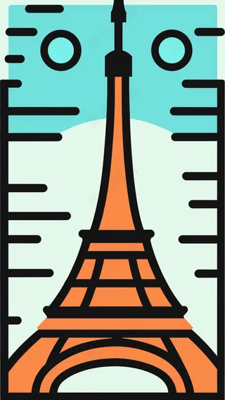 埃菲尔铁塔1 抽象粗线条简笔风景画