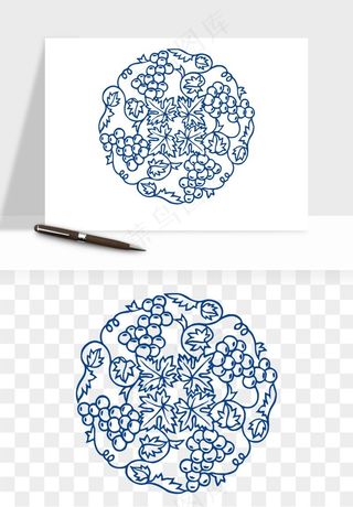 青花瓷花纹花卉图案png免抠