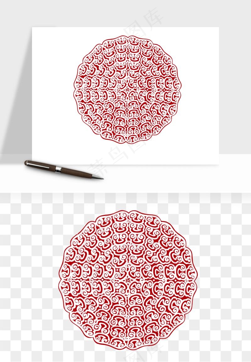 传统窗花剪纸图案png免抠