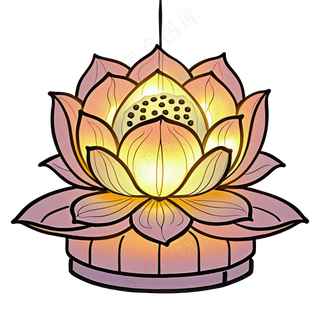 中式彩色莲花灯免抠图中元节