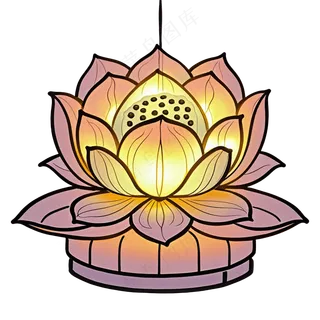 中式彩色莲花灯免抠图中元节