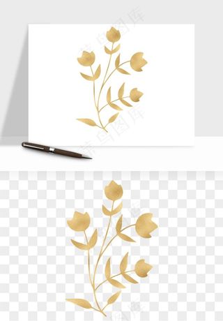 金色植物花环边框png免抠