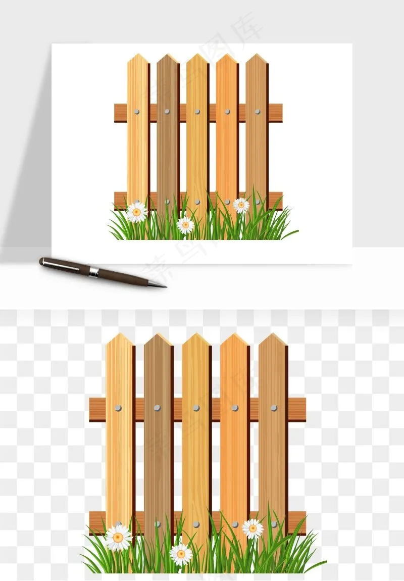 手绘围栏护栏栅栏png免抠