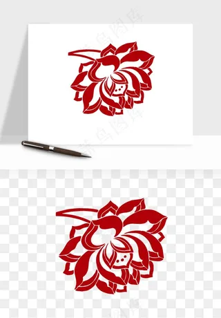 传统剪纸植物花卉png免抠