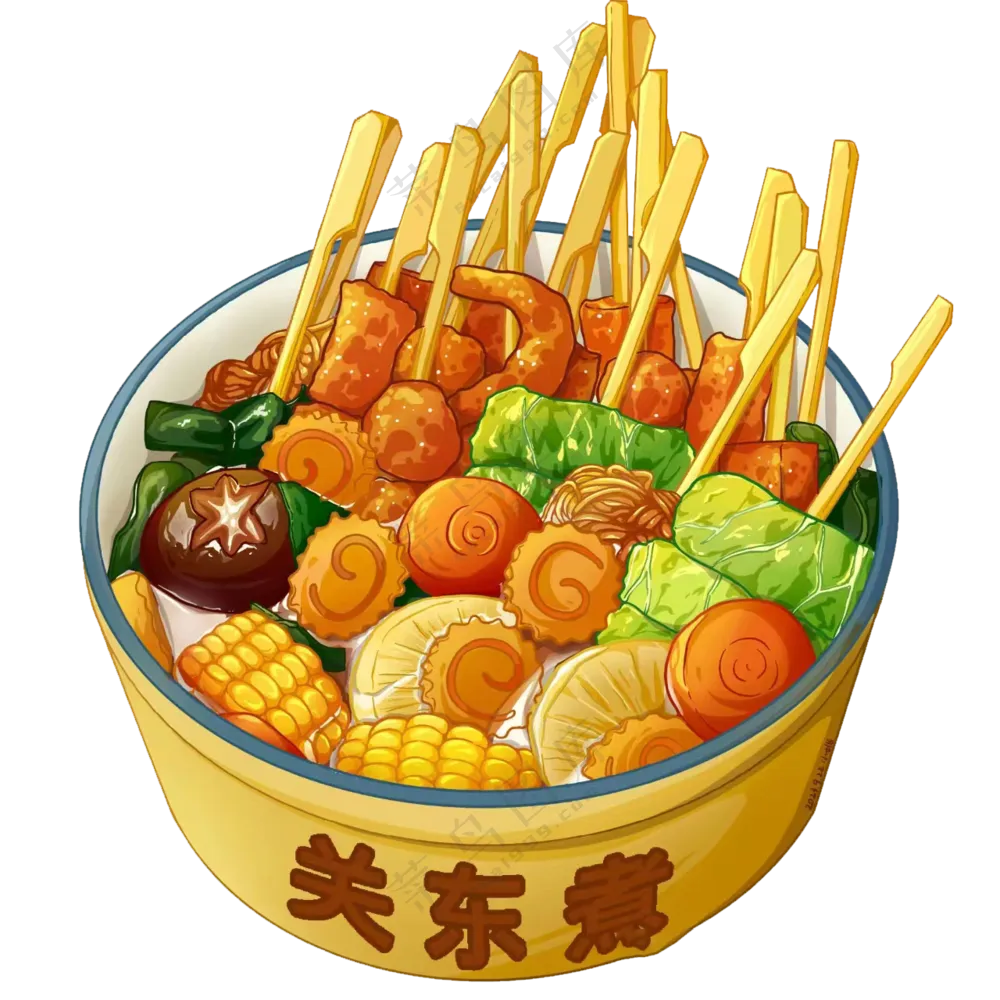 关东煮 手绘 插画  透明素材