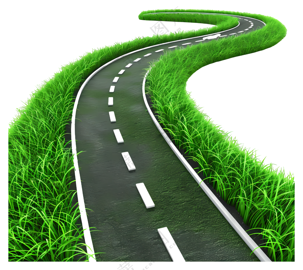 穿过绿草的蜿蜒道路