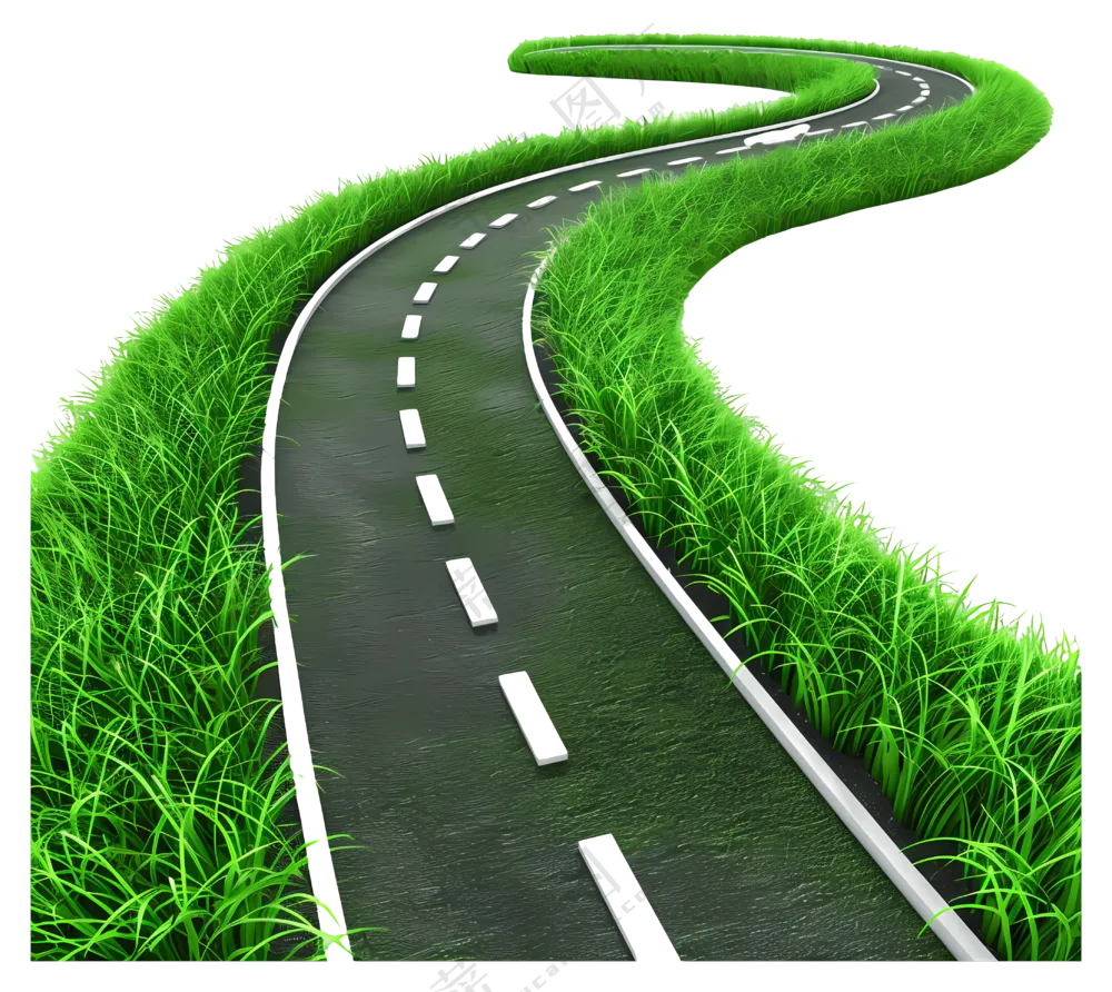穿过绿草的蜿蜒道路