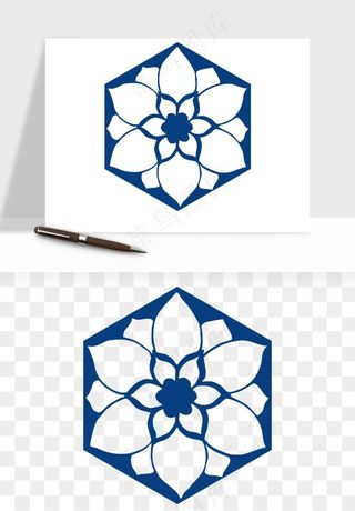 青花瓷花纹花卉图案png免抠