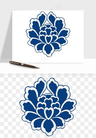 青花瓷花纹花卉图案png免抠