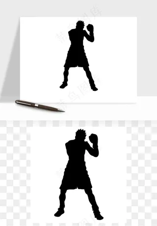 拳击空手道人物剪影矢量