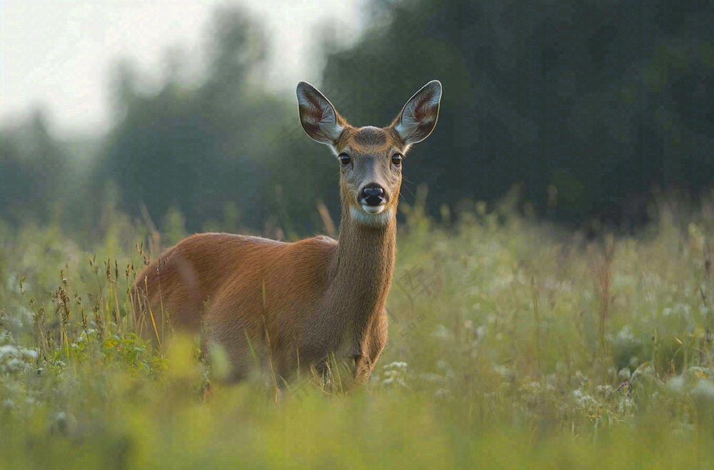 鹿动物山间草原的鹿摄影图