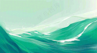 端午节水浪花绿色创意插画背景