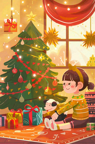 圣诞节卡通插画背景