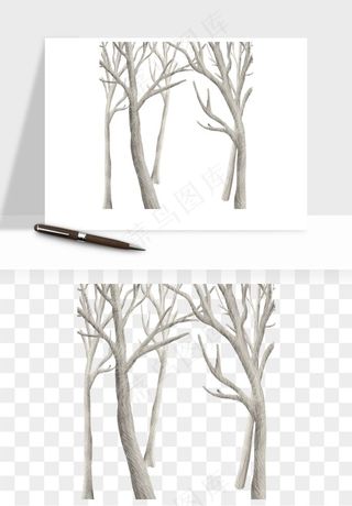 卡通树干枯树树林png免抠