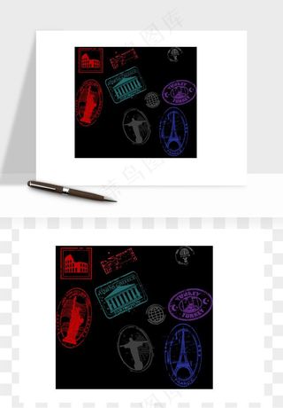 邮票复古手绘矢量