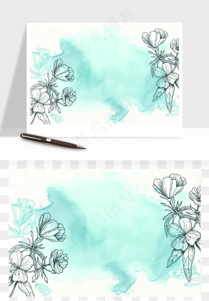 水彩花卉手绘矢量背景