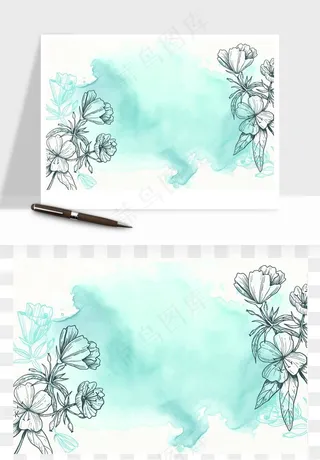 水彩花卉手绘矢量背景