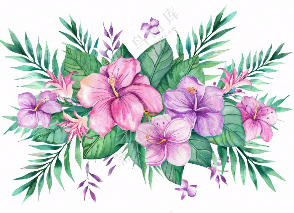 花艺插画植物花朵水彩免抠