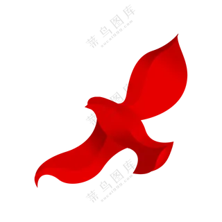红色鸽子剪影图案免抠PNG图片素材