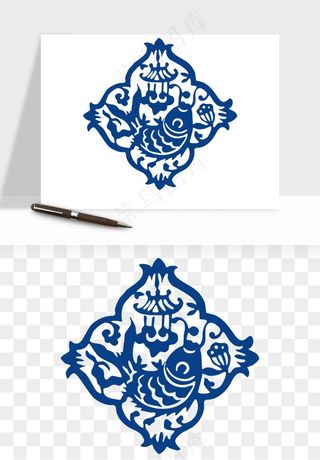 青花瓷花纹花卉图案png免抠