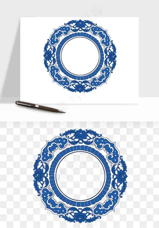 青花瓷花纹花卉图案png免抠