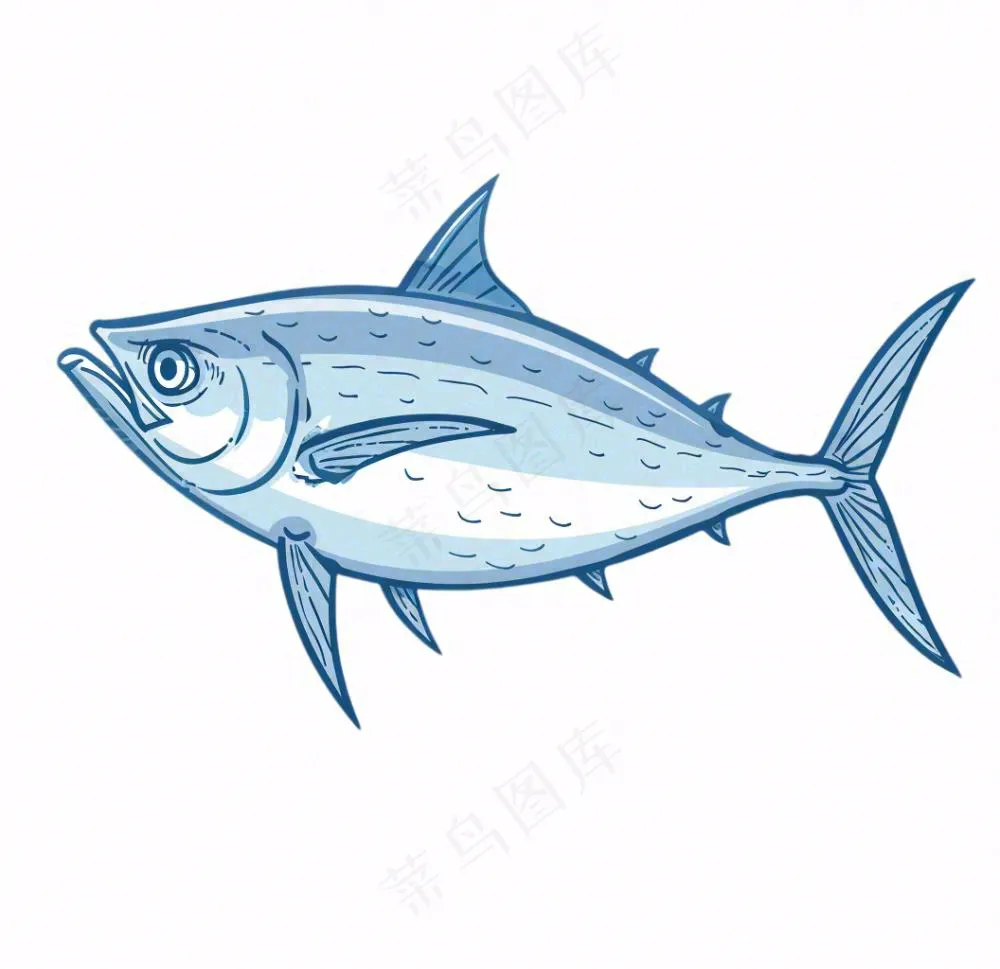 海洋鱼类海鲜卡通插画免抠