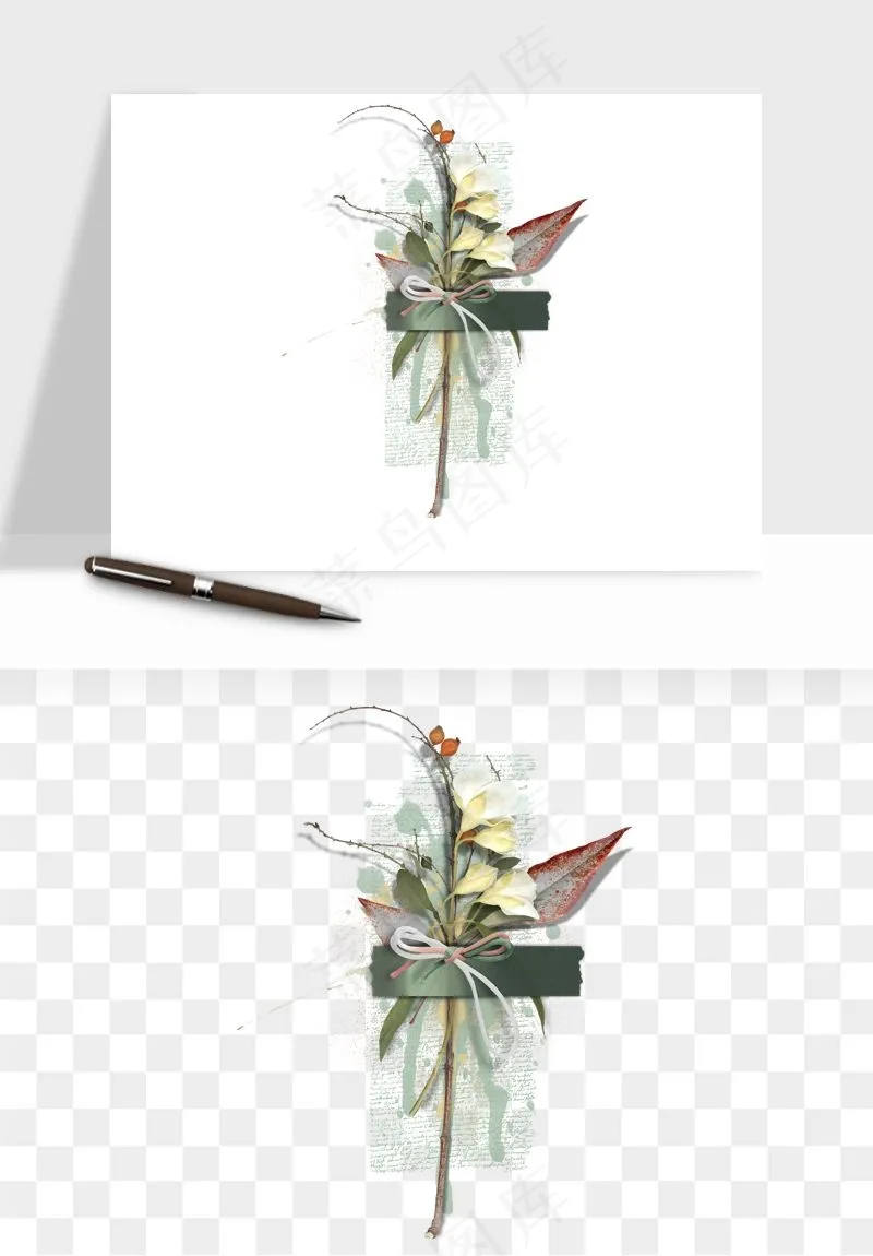 复古花卉相框欧式png免抠