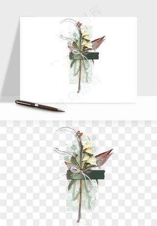 复古花卉相框欧式png免抠