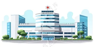 医院矢量卡通插图