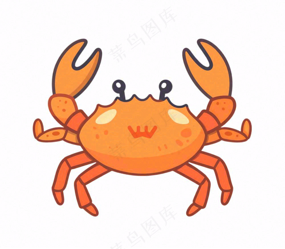螃蟹海洋动物卡通插画免抠
