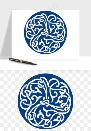 青花瓷花纹花卉图案png免抠