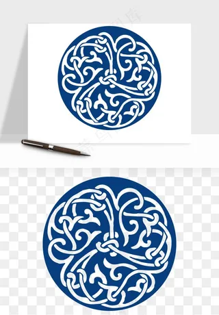 青花瓷花纹花卉图案png免抠