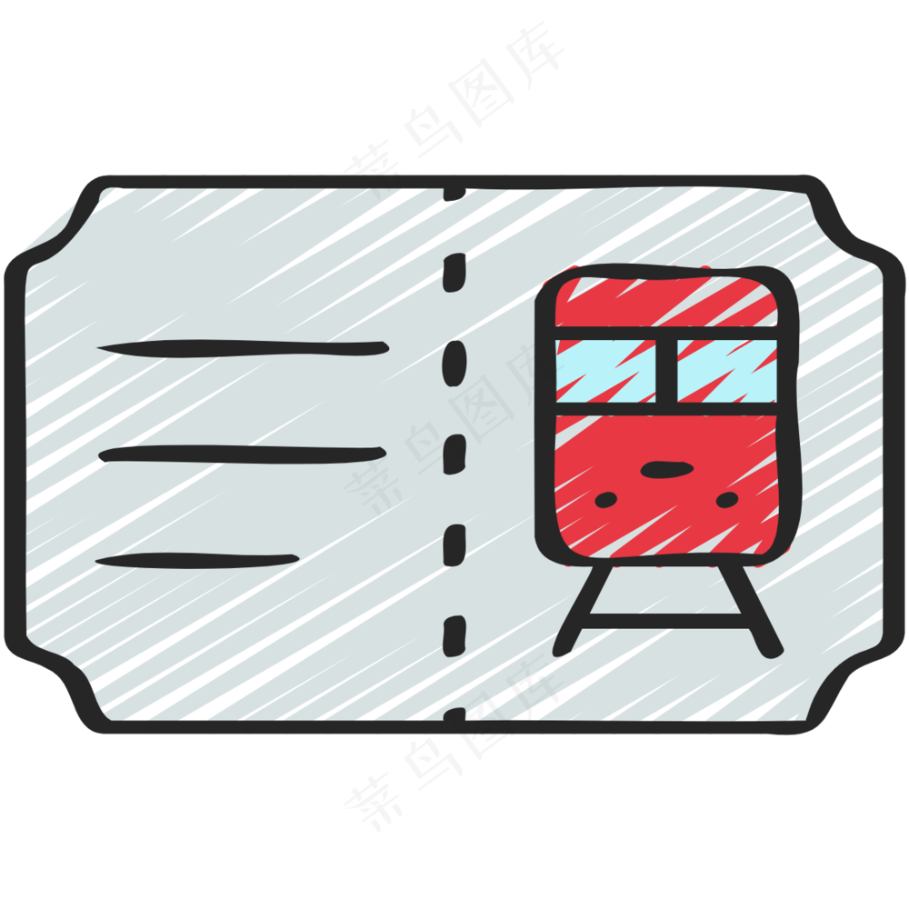 火车票 铅笔手绘图标icon