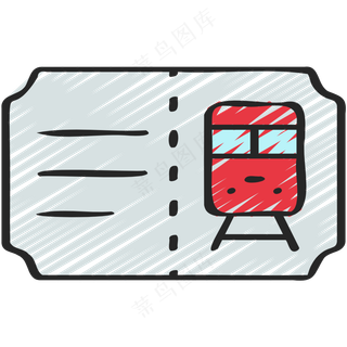 火车票 铅笔手绘图标icon